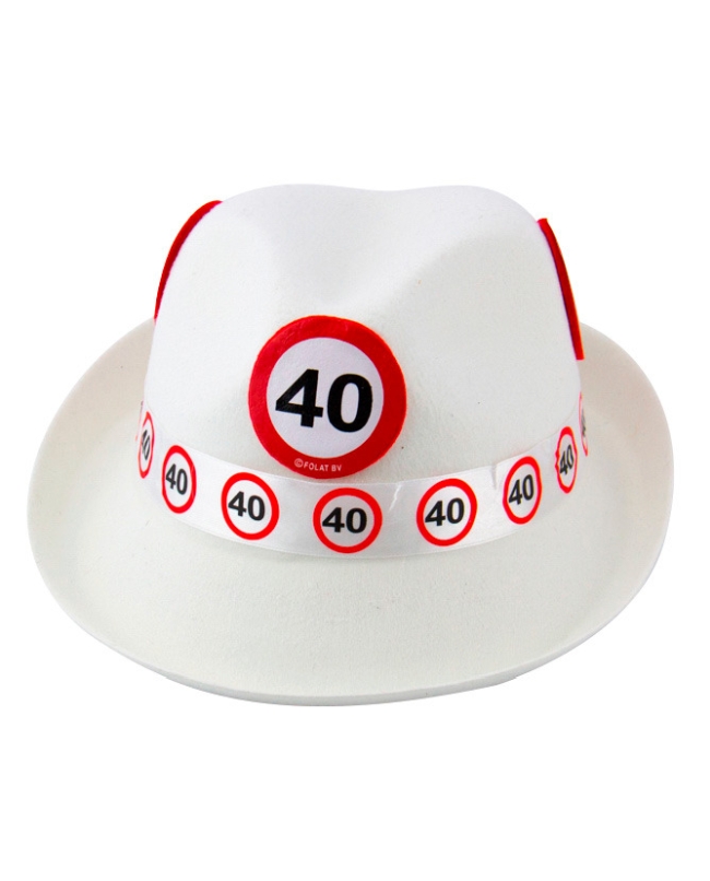 Sombrero Fieltro Blanco Señal Trafico Nº 40 Poliester
