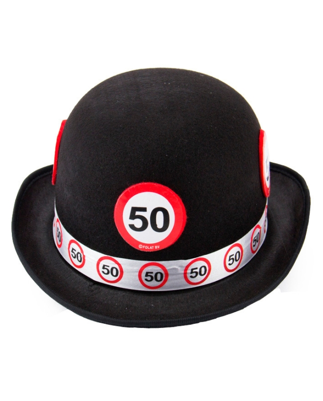 Sombrero Fieltro Blanco Señal Trafico Nº 50 Poliester