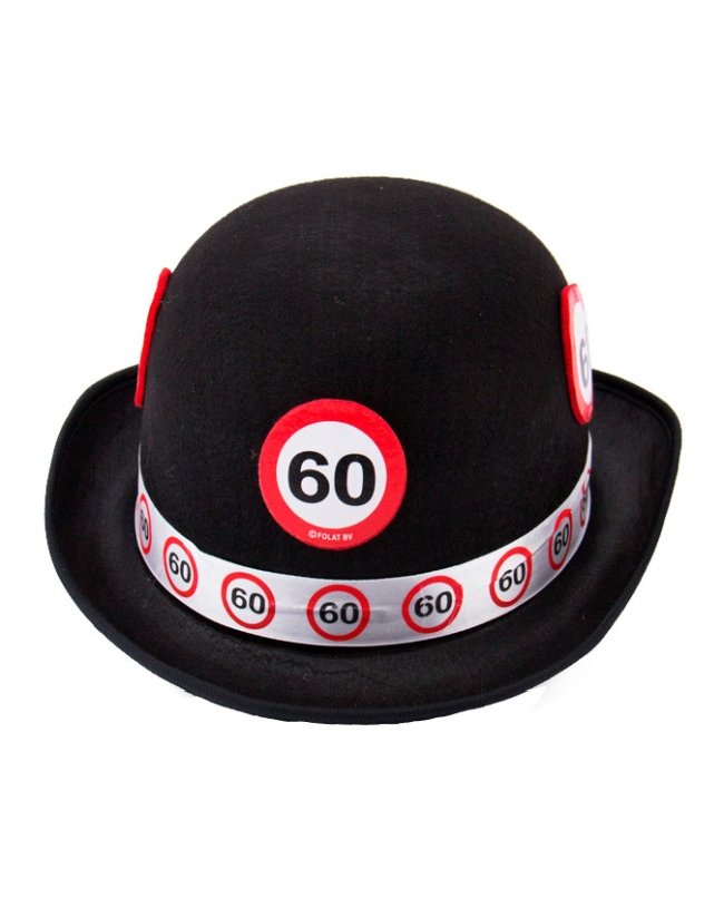 Sombrero Fieltro Blanco Señal Trafico Nº 60 Poliester