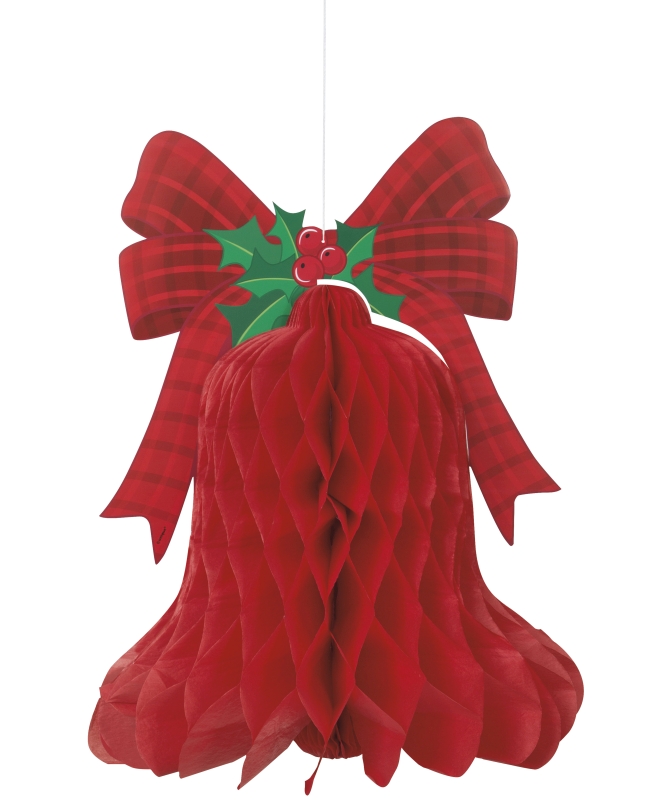 Deco Colgante Nido Abeja Campana Navidad 38,1cm