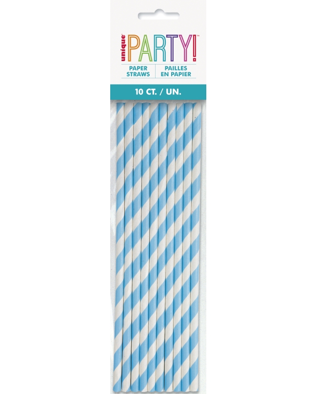 Pajitas Papel Rayas Azul Pastel