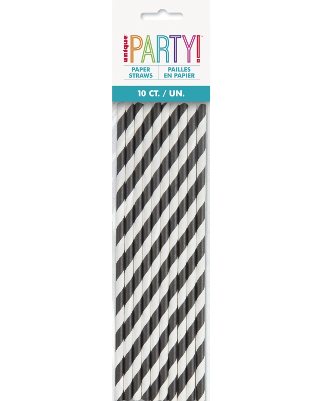 Pajitas Papel Rayas Negras