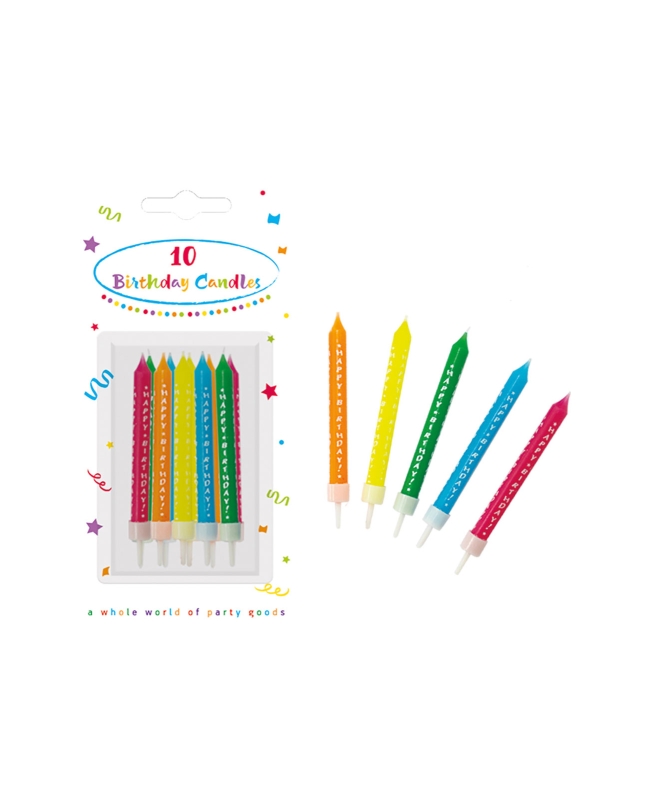 Velas Multicolor H.Bday Con Sujetavelas