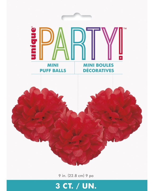 Deco Mini Pompones Tisu Rojo Rubi