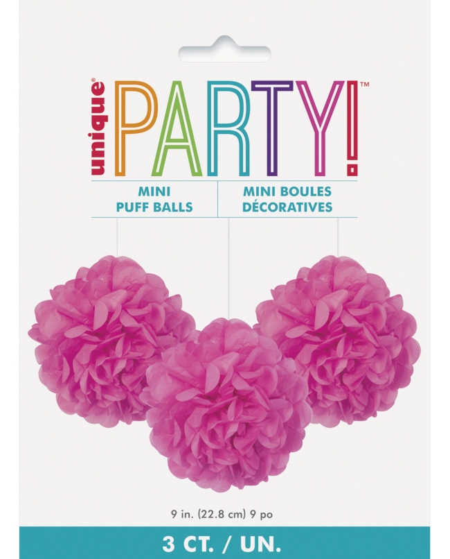 Deco Mini Pompones Tisu Fucsia