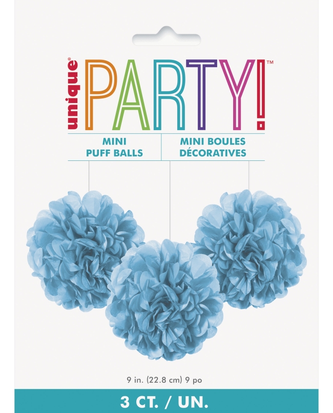 Deco Mini Pompones Tisu Azul Pastel
