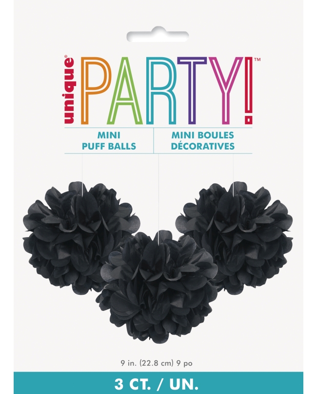 Deco Mini Pompones Tisu Negro 22,8cm