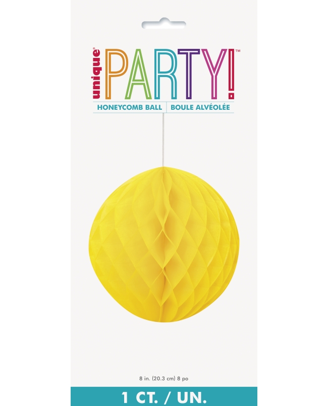 Deco Bola Nido Abeja Amarillo 20,3cm