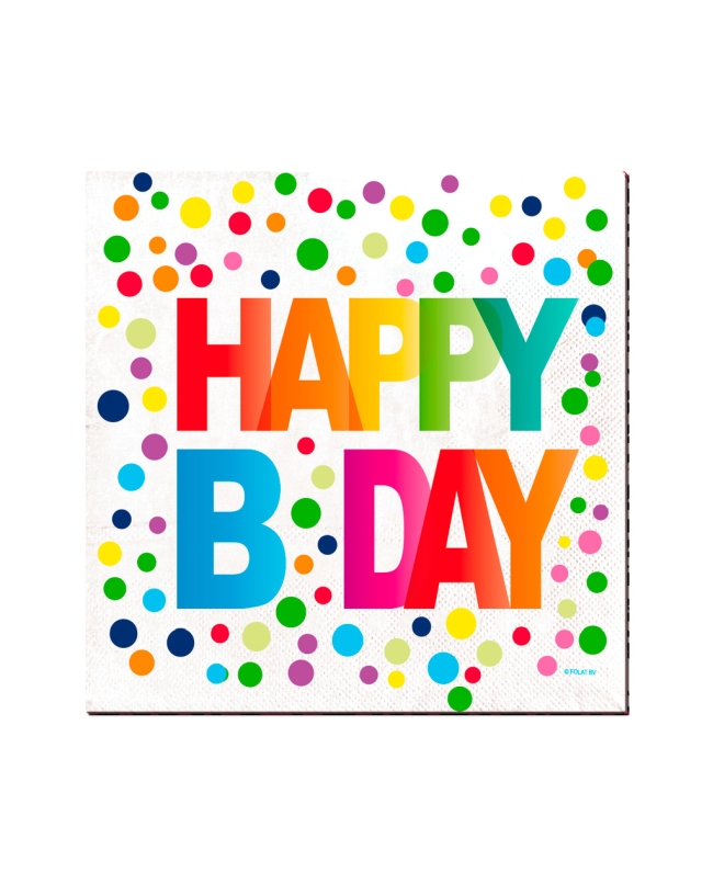 Servilletas 33X33 Happy Bday Lunares