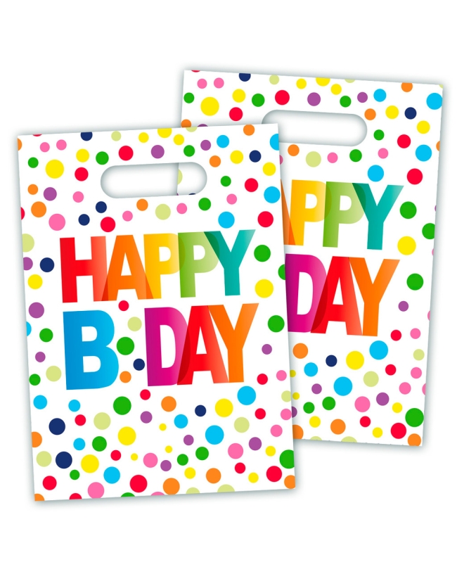 Bolsas Happy Bday Lunares 29X18cm Plastico