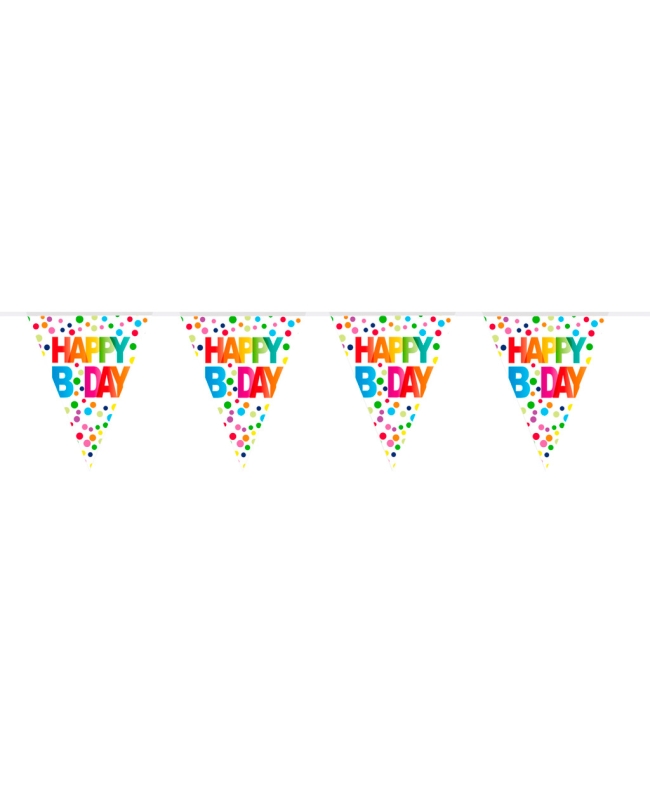 Banderin Happy Bday Puntos Plastico 10m