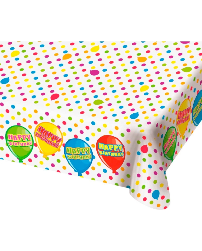 Mantel Happy Bday Globos 130X180cm Plastico