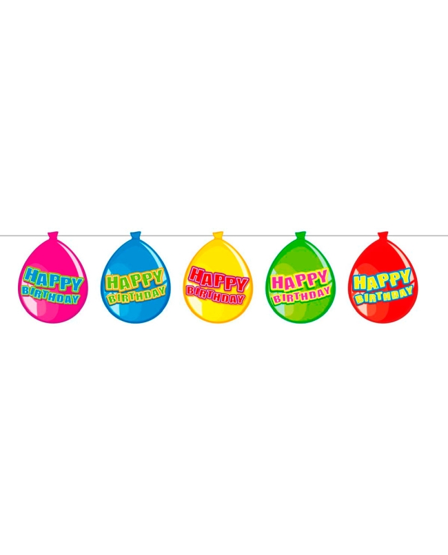Banderin Happy Bday Globos Carton 10m