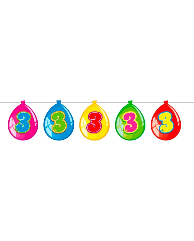 Banderin Globos Nº 3 Plastico 10m