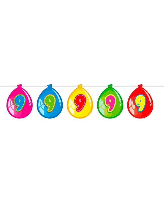 Banderin Globos Nº 9 Plastico 10m