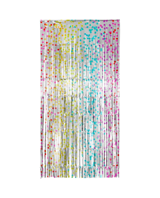 Cortina Flecos Foil Puntos Multicolor 1X2m