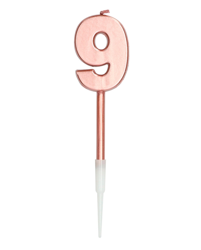 Vela Nº 9 Oro Rosa Metal