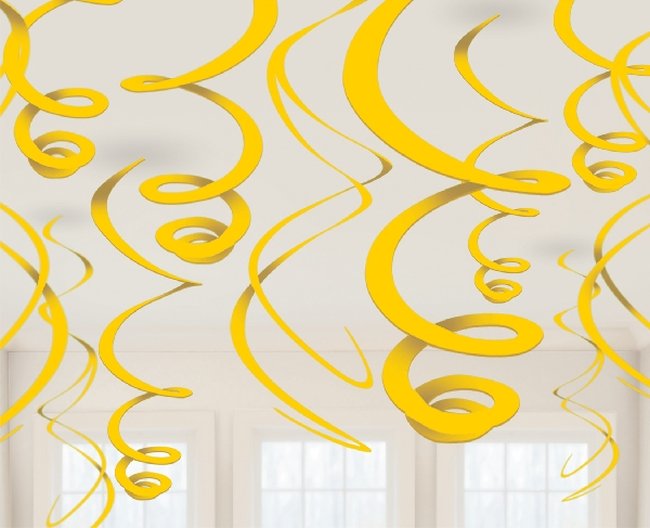 Decoracion Colgante Yellow Plastic Swirls Decorations 55cm 