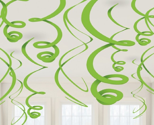 Decorados espirales colgantes en verde lima-55cm