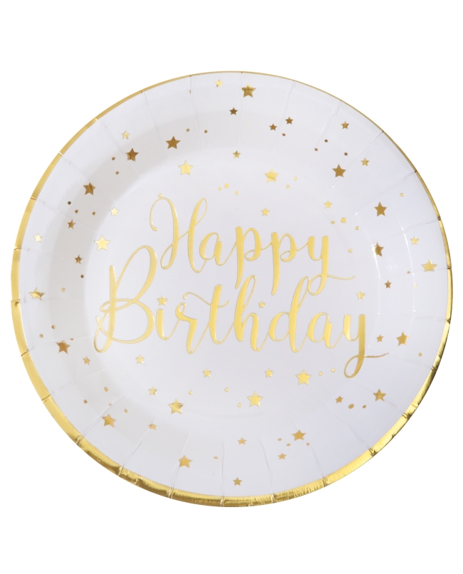 Platos Happy Bday Blanco 22.5cm Carton ***OFERTA DTO NO ACUMULABLE