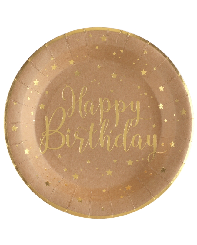 Platos Happy Bday Kraft 22.5cm Carton ***OFERTA DTO NO ACUMULABLE