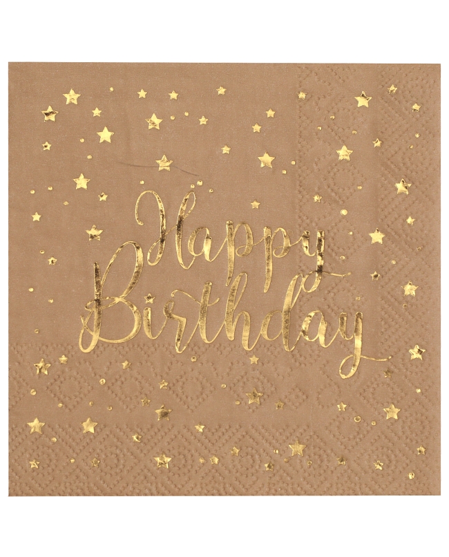 Servilletas Happy Bday Kraft 25X25cm Papel 3 Capas ***OFERTA DTO NO ACUMULABLE