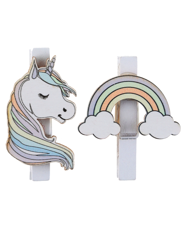 Pinzas Unicornio 4 X 5cm Madera ***OFERTA DTO NO ACUMULABLE