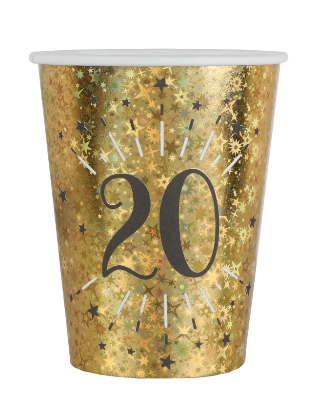 Vasos Oro Brillante Numero 20 7.8X9.7cm 27cl Carton ***OFERTA DTO NO ACUMULABLE