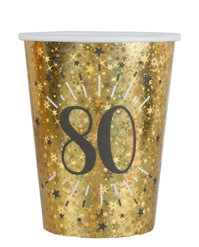 Vasos Oro Brillante Numero 80 7.8X9.7cm 27cl Carton ***OFERTA DTO NO ACUMULABLE