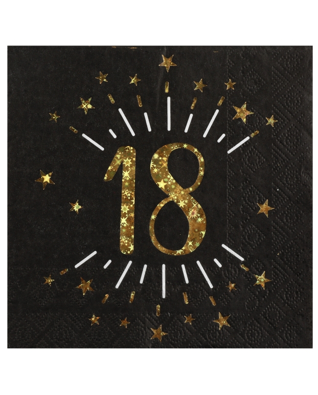 Servilletas Negra Numero 18 33X33cm Papel 3 Capas ***OFERTA DTO NO ACUMULABLE