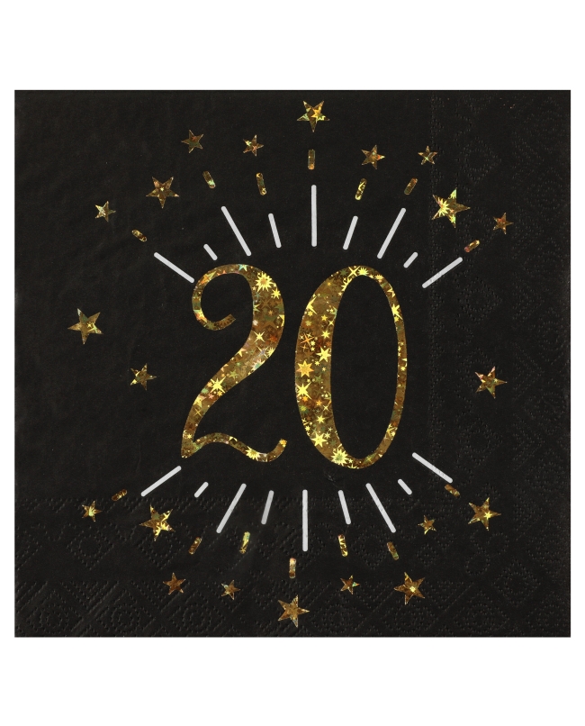 Servilletas Negra Numero 20 33X33cm Papel 3 Capas ***OFERTA DTO NO ACUMULABLE