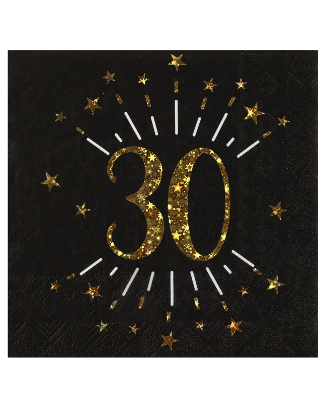 Servilletas Negra Numero 30 33X33cm Papel 3 Capas ***OFERTA DTO NO ACUMULABLE