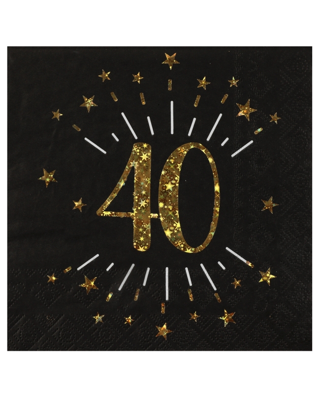 Servilletas Negra Numero 40 33X33cm Papel 3 Capas ***OFERTA DTO NO ACUMULABLE