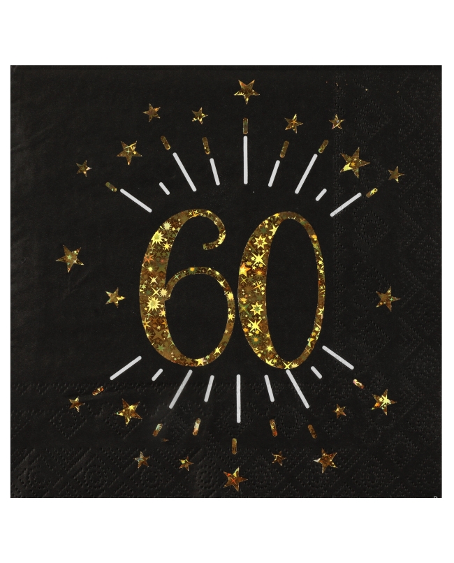 Servilletas Negra Numero 60 33X33cm Papel 3 Capas ***OFERTA DTO NO ACUMULABLE