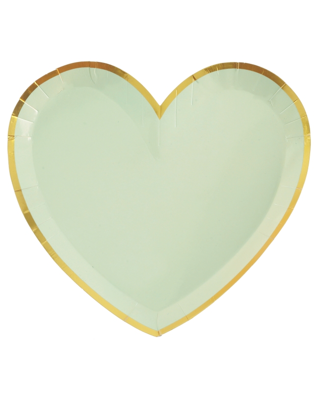 Platos Puntos Corazon Verde Oliva 22.5 X 20cm Carton ***OFERTA DTO NO ACUMULABLE