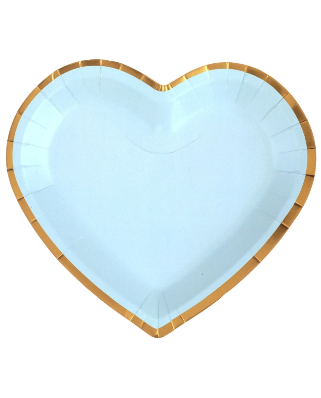 Platos Puntos Corazon Azul Pastel 22.5 X 20cm Carton ***OFERTA DTO NO ACUMULABLE