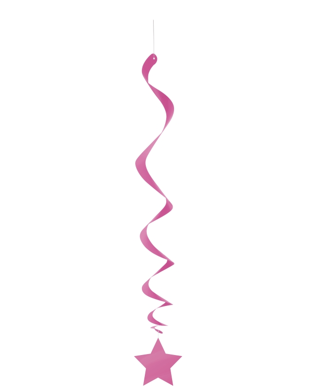 Deco Colgante Espiral Estrellas Fucsia 66cm