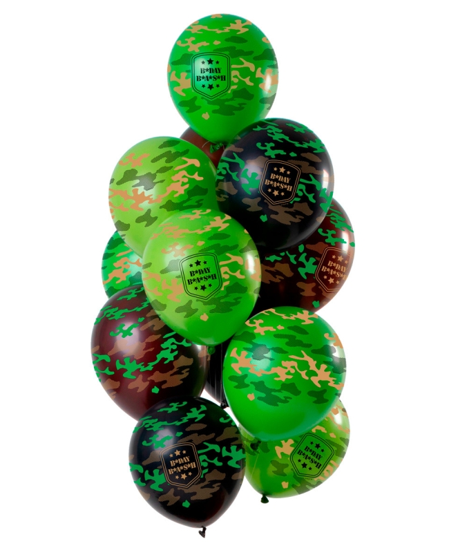 Globos Latex Happy Birthday Camuflaje 30cm