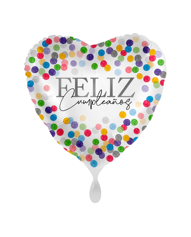 17/43CM FELIZ CUMPLEA&Ntilde;OS CONFETI CORAZON ***OFERTA DTO NO ACUMULABLE