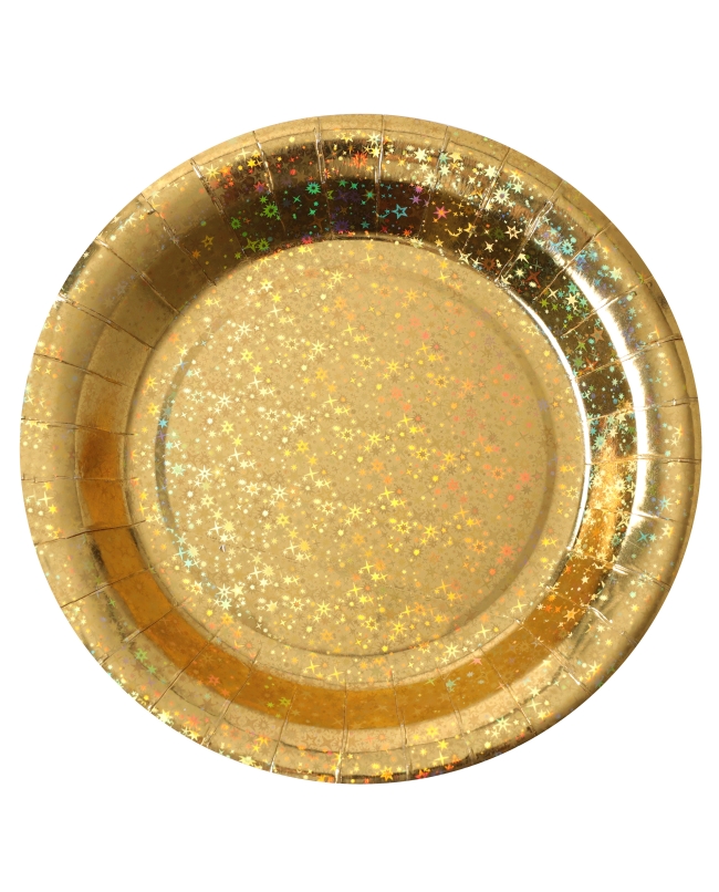 Platos Brillate Oro 22.5cm Carton ***OFERTA DTO NO ACUMULABLE