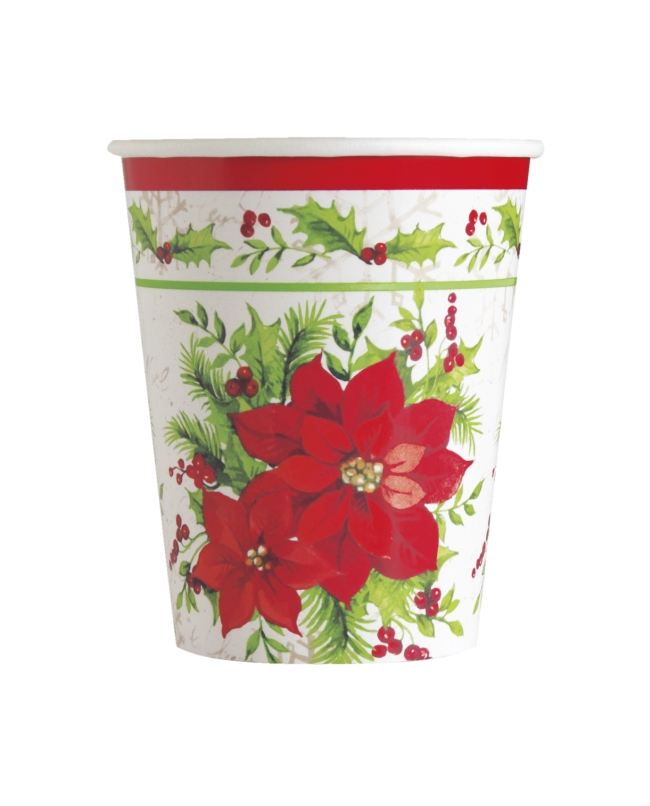 Vasos 266ml Flor Pascua Carton