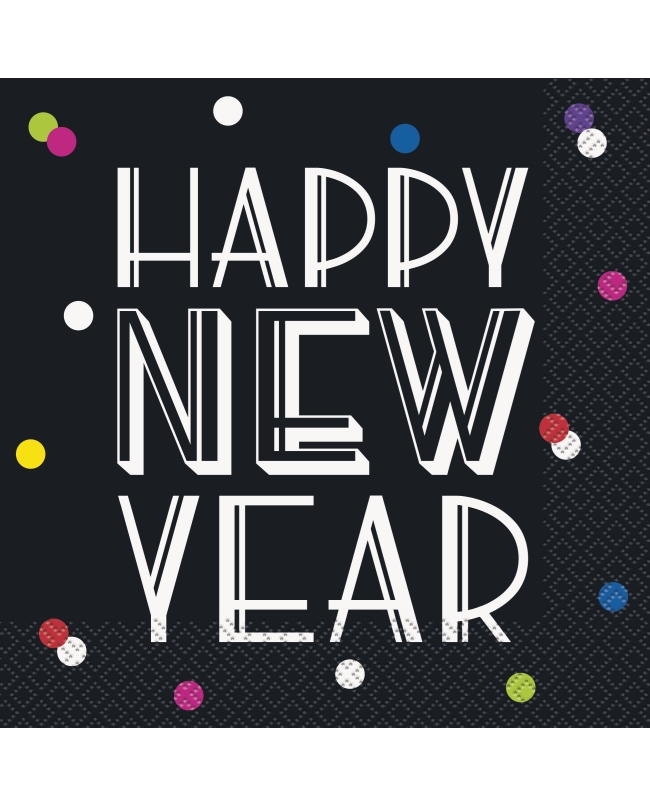 Servilletas 33X33cm H. New Year Puntos Neon