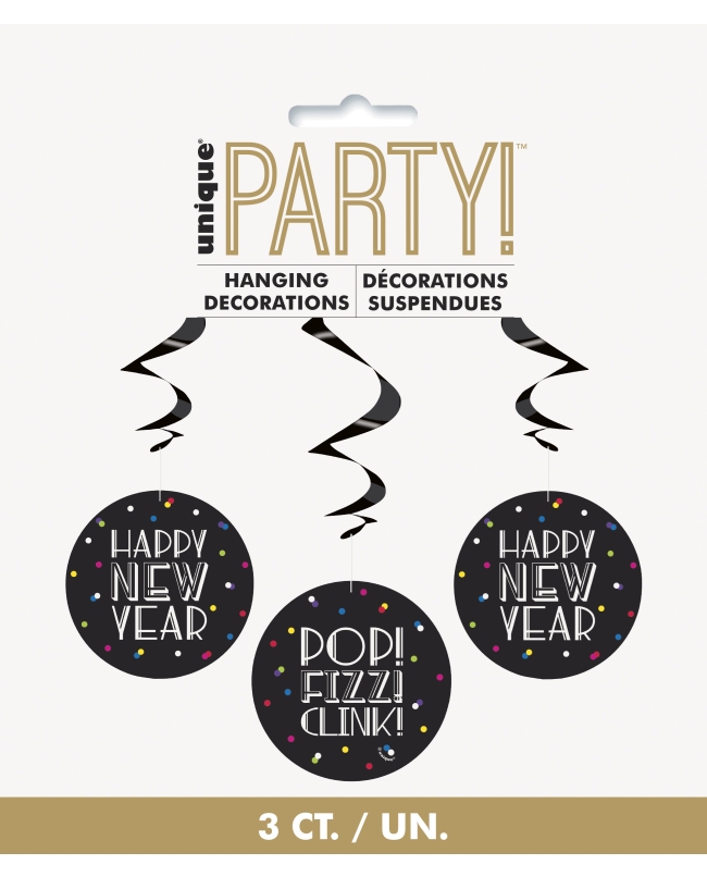 Deco Colgante Espiral H. New Year Puntos Neon 66cm