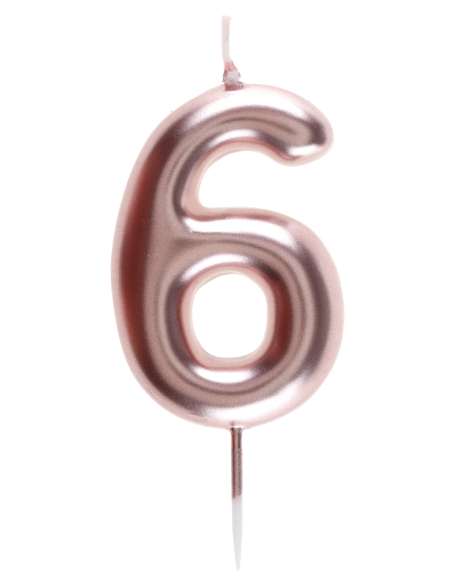 Vela Rosa Mtl Numero 6 4X9cm Parafina Y Plastico ***OFERTA DTO NO ACUMULABLE