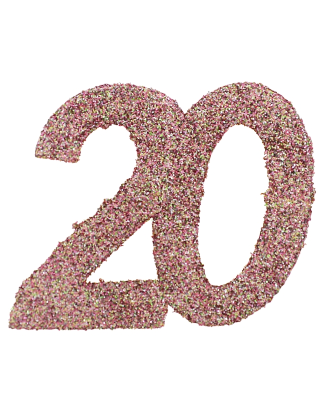 Deco Mesa Rosa Brillante Numero 20 6X6cm Carton ***OFERTA DTO NO ACUMULABLE