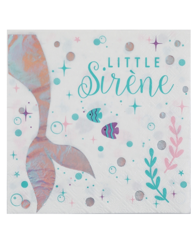 Servilletas Sirena Iridiscente 33 X 33cm Papel 3 Capas ***OFERTA DTO NO ACUMULABLE