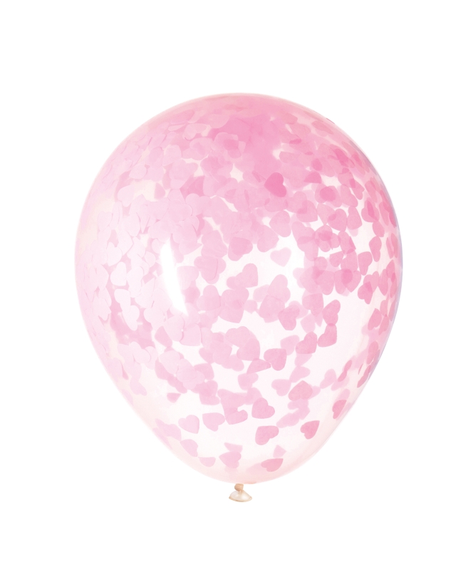 Globos Latex 40cm Transparentes Confeti Corazon Rosa