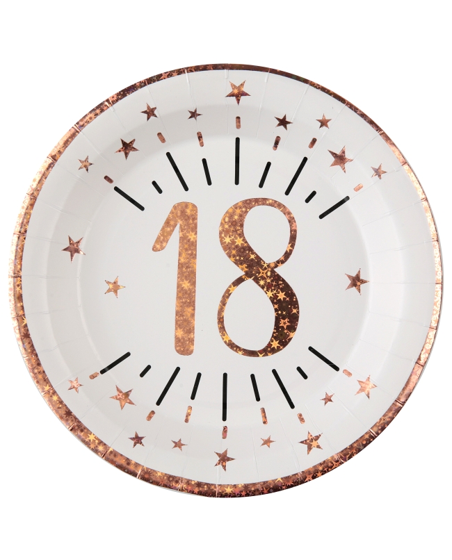 Platos Numero 18 Rosa 22.5cm Carton ***OFERTA DTO NO ACUMULABLE