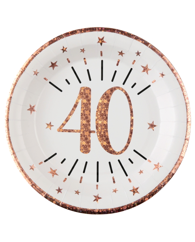 Platos Numero 40 Rosa 22.5cm Carton ***OFERTA DTO NO ACUMULABLE