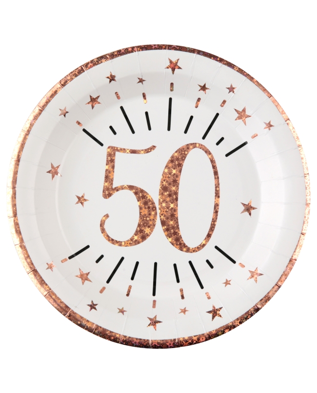 Platos Numero 50 Rosa 22.5cm Carton ***OFERTA DTO NO ACUMULABLE